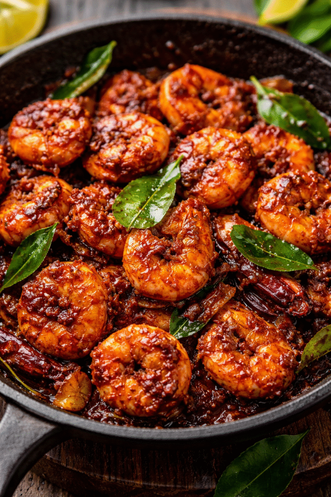 Spicy prawn ghee roast